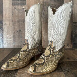 Acme Snakeskin Vintage Western Cowboy Boots Mens 10 D